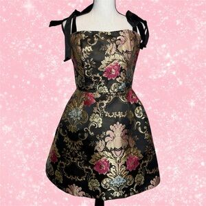 Lulu's Nancita Black Jacquard Print Dress